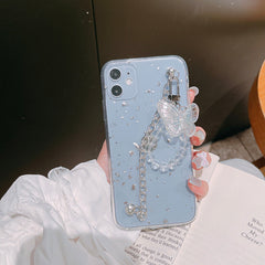 Gold foil butterfly TPU case for iPhone side view