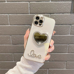 Heart Mirror TPU Phone Case with bling crystals