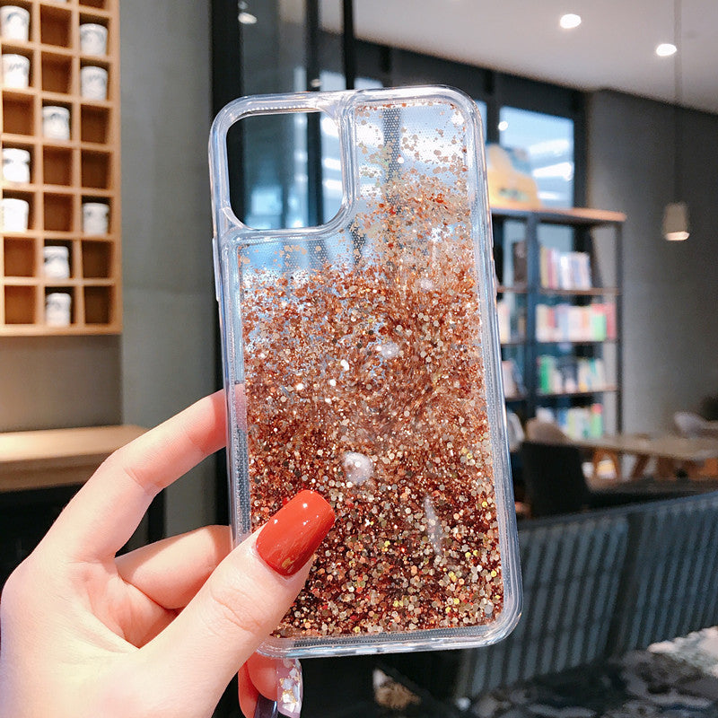 Gold Starry Sand phone case against a backdrop