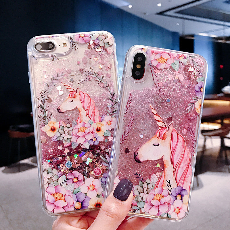 Glitter phone case with colourful floral design