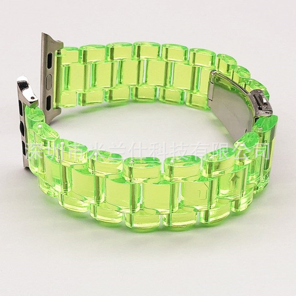 Stylish transparent resin watch band in Glacier Clear