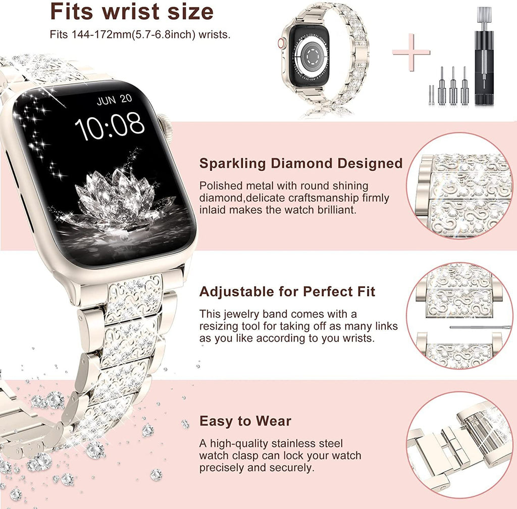 Champagne metal Apple Watch band close-up