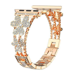 Stylish Metal Rhinestone Apple Watch Band in Rose Gold