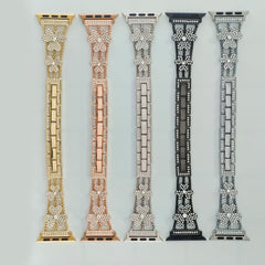 Stylish Metal Rhinestone Apple Watch Band in Silver