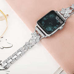 Stylish Metal Rhinestone Apple Watch Band in Starlight