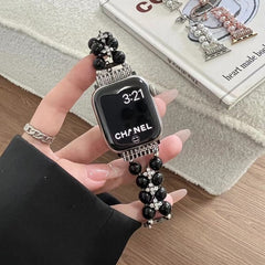 Fashionable Pearl Chain Metal Strap on Apple Watch - Image 5