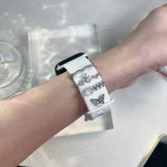 Close up of decorative buckle watch strap