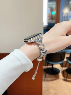 Silver heart link bracelet for Apple Watch