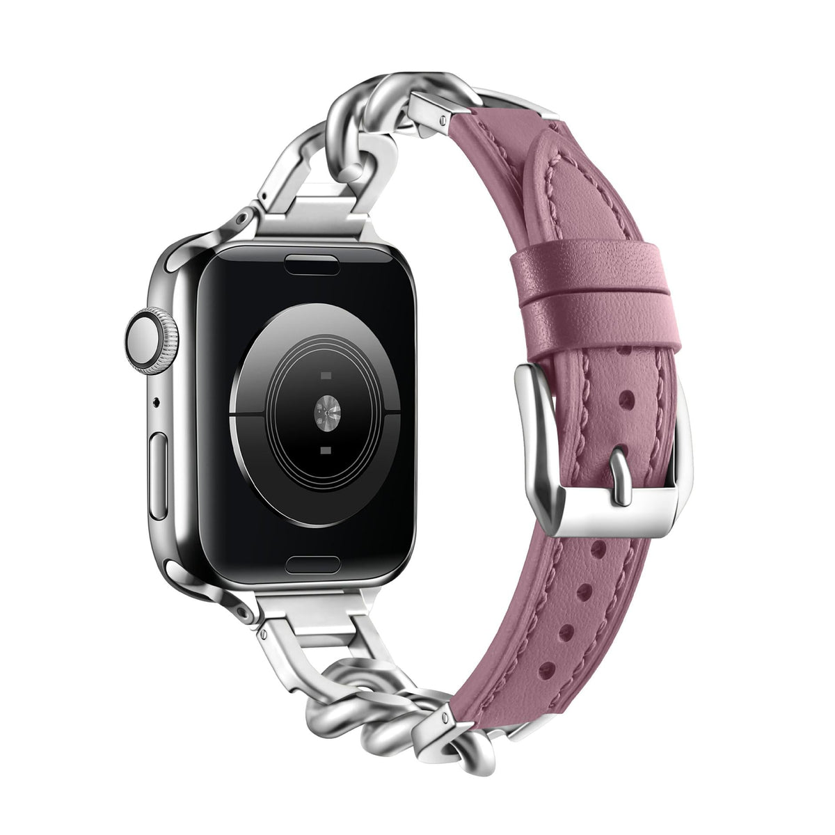 Leather and stainless steel watch band features image 6