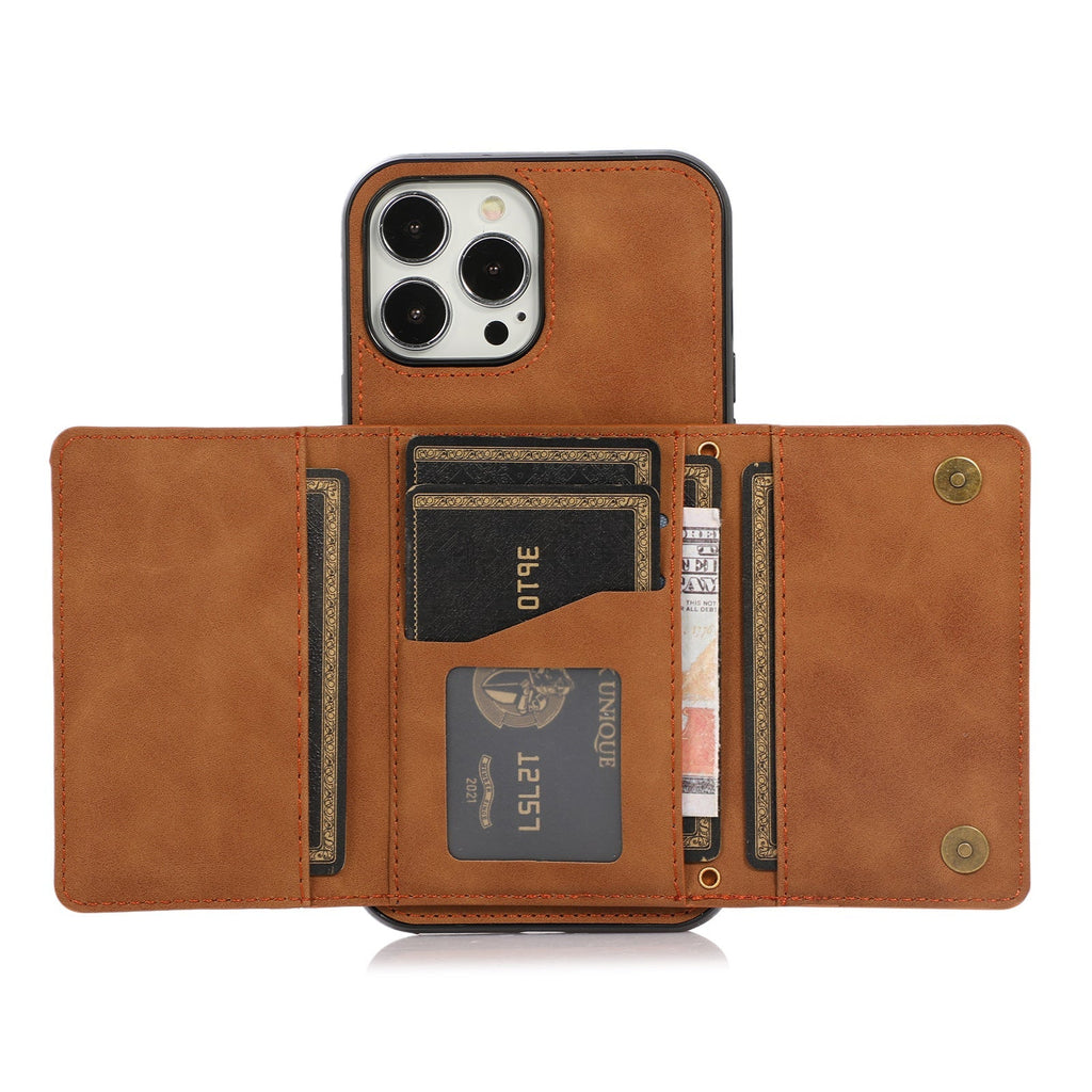 Black leather wallet case for iPhone 15 Pro Max