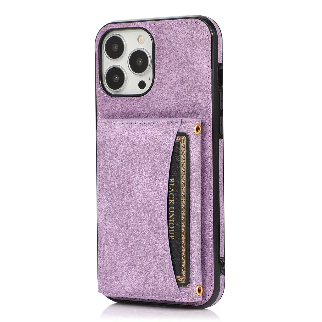 Stylish iPhone wallet case in use