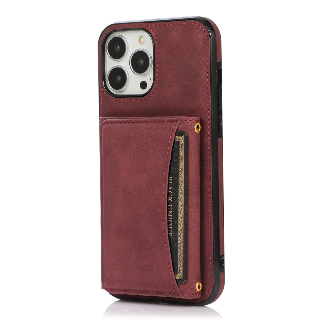 Brown leather wallet case for iPhone 15 Pro Max