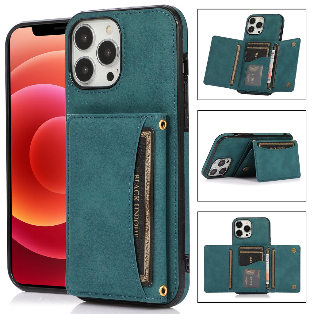 Brown leather wallet case for iPhone 15 Pro Max