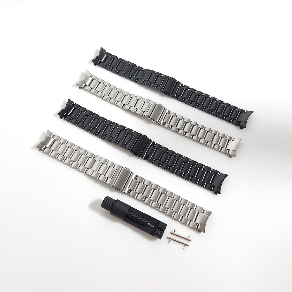 Stainless steel strap displayed in multiple colours