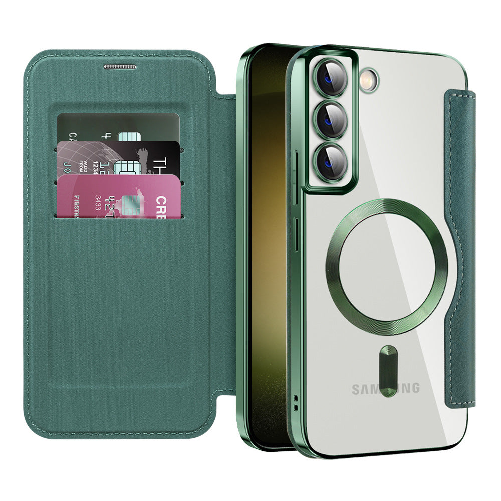 Magnetic flip case showing durable TPU material