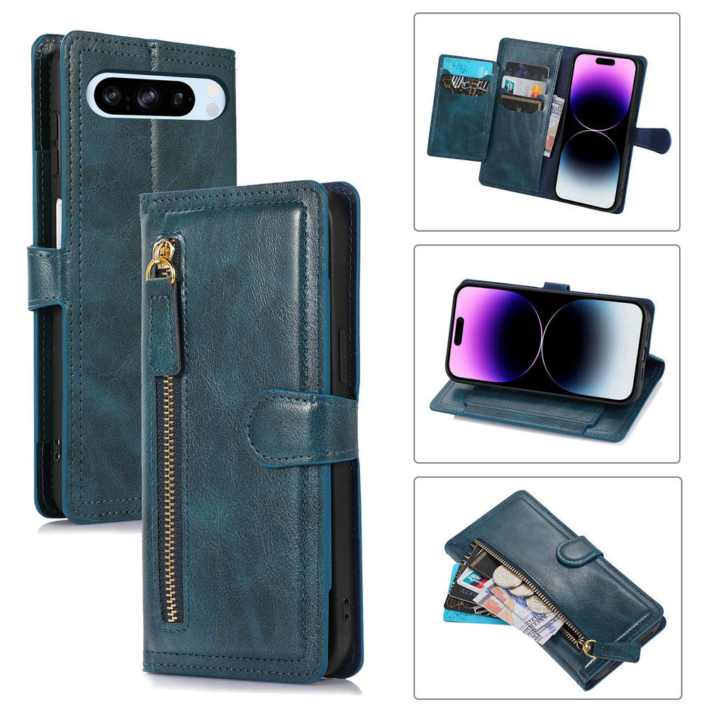 PU leather wallet case front view in Brown for Google Pixel