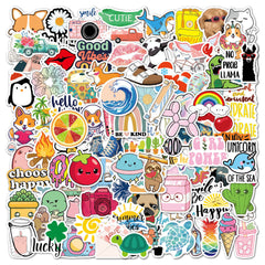 package of vinyl stickers with cartoon themes