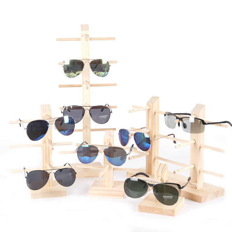 Elegant wooden eyewear holder with multiple pairs