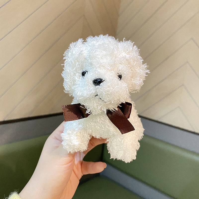 Cute Dog Plush Keychain Against Background