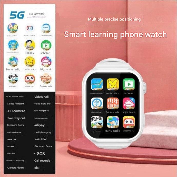 Child with smartwatch in outdoor setting