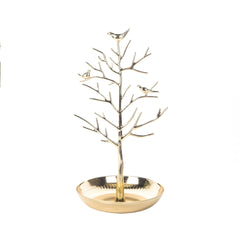 Elegant Metal Tree Jewelry Stand with Vintage Bird Design Image 1