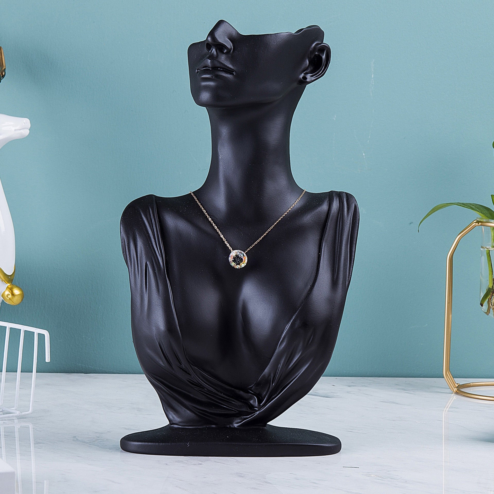Elegant Resin Mannequin Jewelry Stand display with necklaces