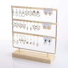 Elegant Wooden and Iron Earring Holder Front View