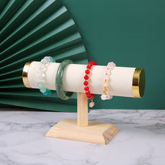 Wooden display stand with metal cover for jewelry