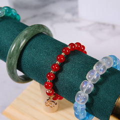 Elegant wooden bracelet display stand with watches
