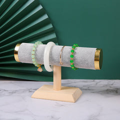 Elegant wooden bracelet display stand with watches