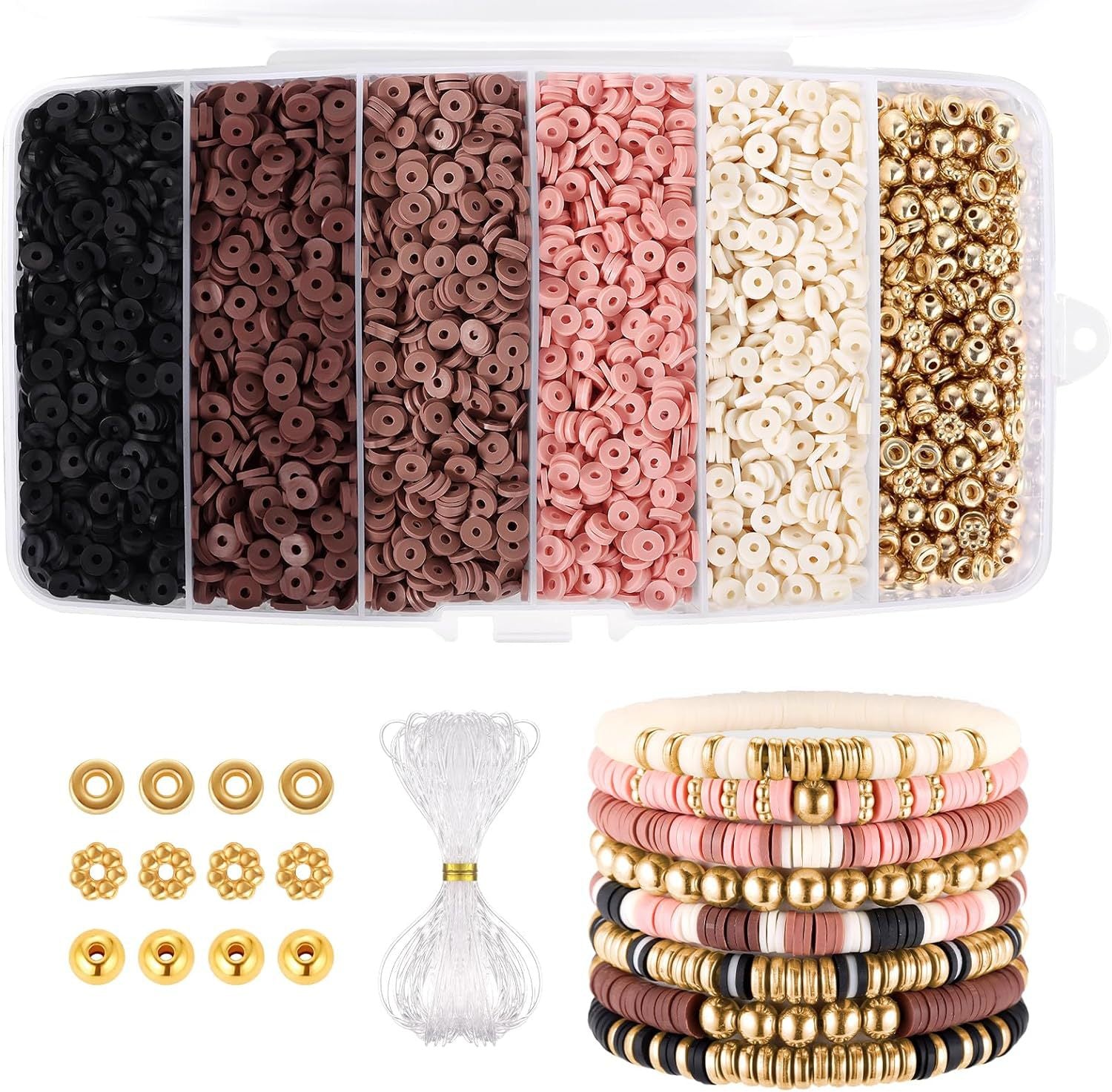 Colourful polymer clay beads for creative use