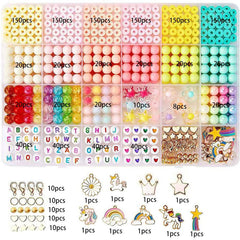 Close-up of colourful beads in DIY kit