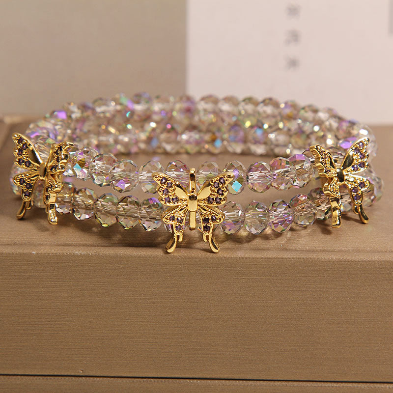 Lifestyle image showing crystal bracelet on wrist