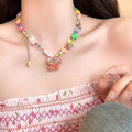 Vibrant Colour Pearl Necklace on display
