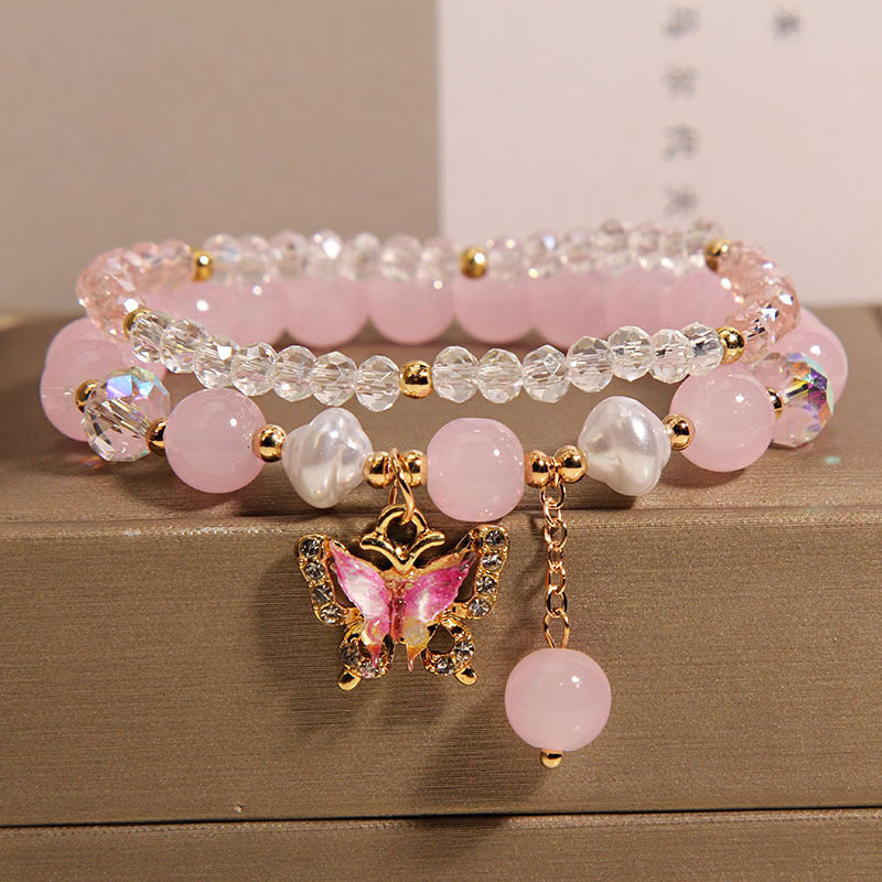 Cute Korean Style Crystal Butterfly Bracelet Image 9