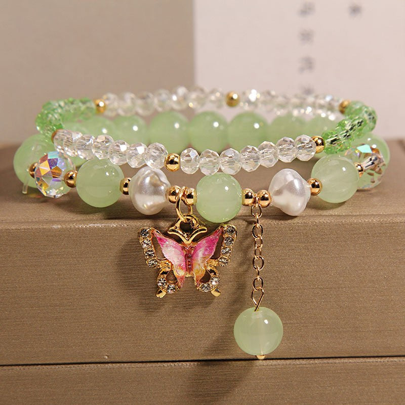 Cute Korean Style Crystal Butterfly Bracelet Image 2