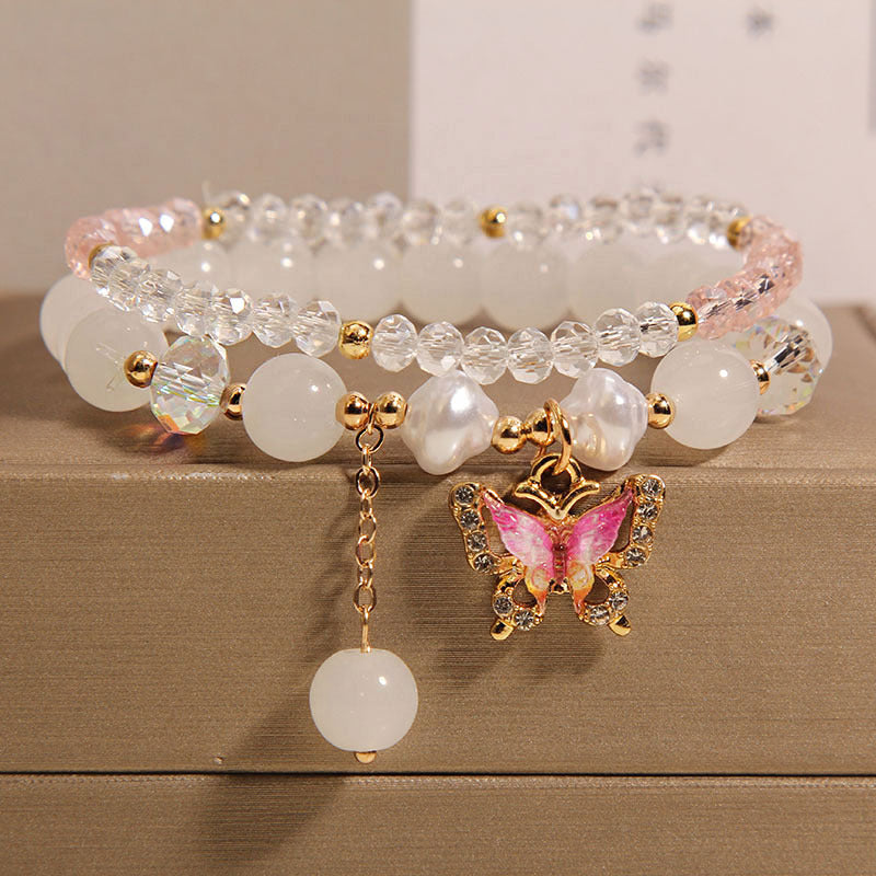Cute Korean Style Crystal Butterfly Bracelet Image 3