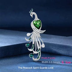 Multiple angles of chic green zircon peacock brooch