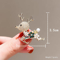 Gold Reindeer Lapel Pin on a jacket
