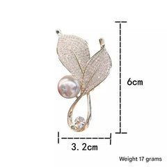 Elegant Leaf Brooch Displayed on a Clothing Item - Image 3
