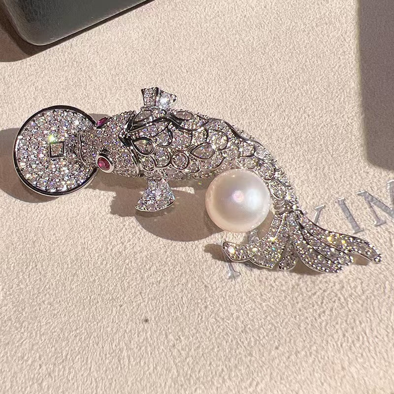 Fashionable Koi Fish Brooch on clothing