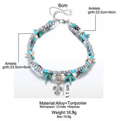 Double Layered Anklet featuring Turtle Charms