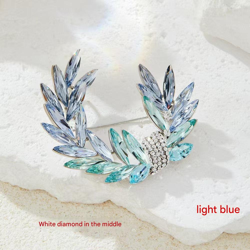 rose red moon crystal brooch