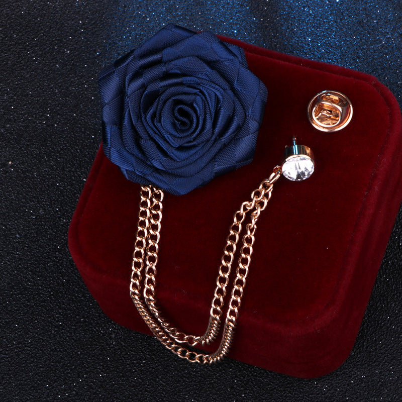 A model showcasing rhinestone brooch