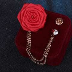 Color variants of floral brooches displayed neatly
