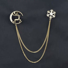 Chic star shape brooch with chain front view