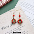 Detail shot of colourful bohemian earrings