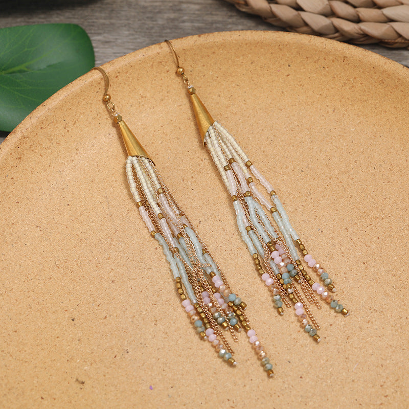 Diverse color options of tassel earrings