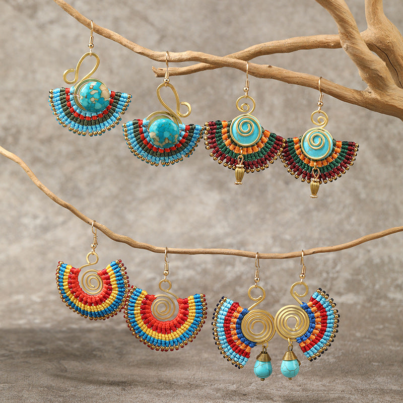 Handmade Bohemian Woven Earrings Design 9