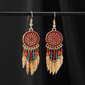Bohemian Dreamcatcher Tassel Earrings in blue
